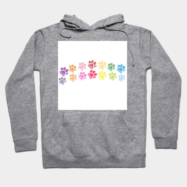 Cute doodle hand drawn colorful paw prints foot step vector Hoodie by GULSENGUNEL